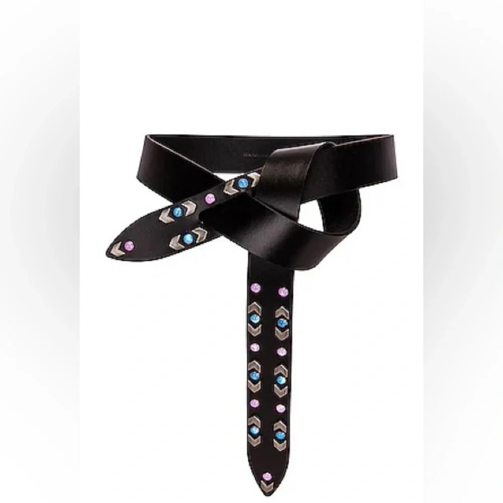 Isabel Marant Lecce Wrap Stud Embellished Leather Belt Black Western XL - Picture 7 of 10